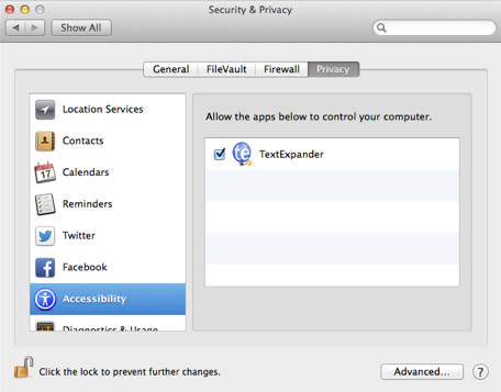 Security and Privacy Preference Pane