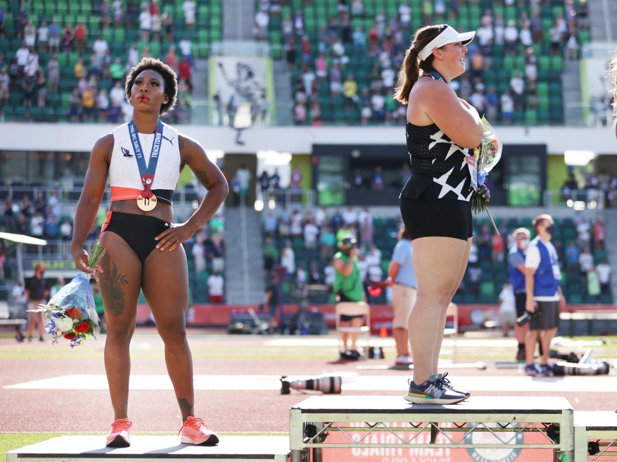 Gwen Berry says she was ‘set up’ by the timing of the national anthem (Getty Images)