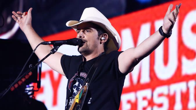 NASHVILLE, TN-JUNE 11: Country singer Brad Paisley performs in concert at the CMA Music Festival - Night 4 on June 11, 2017 at Nissan Stadium in Nashville, Tennessee.