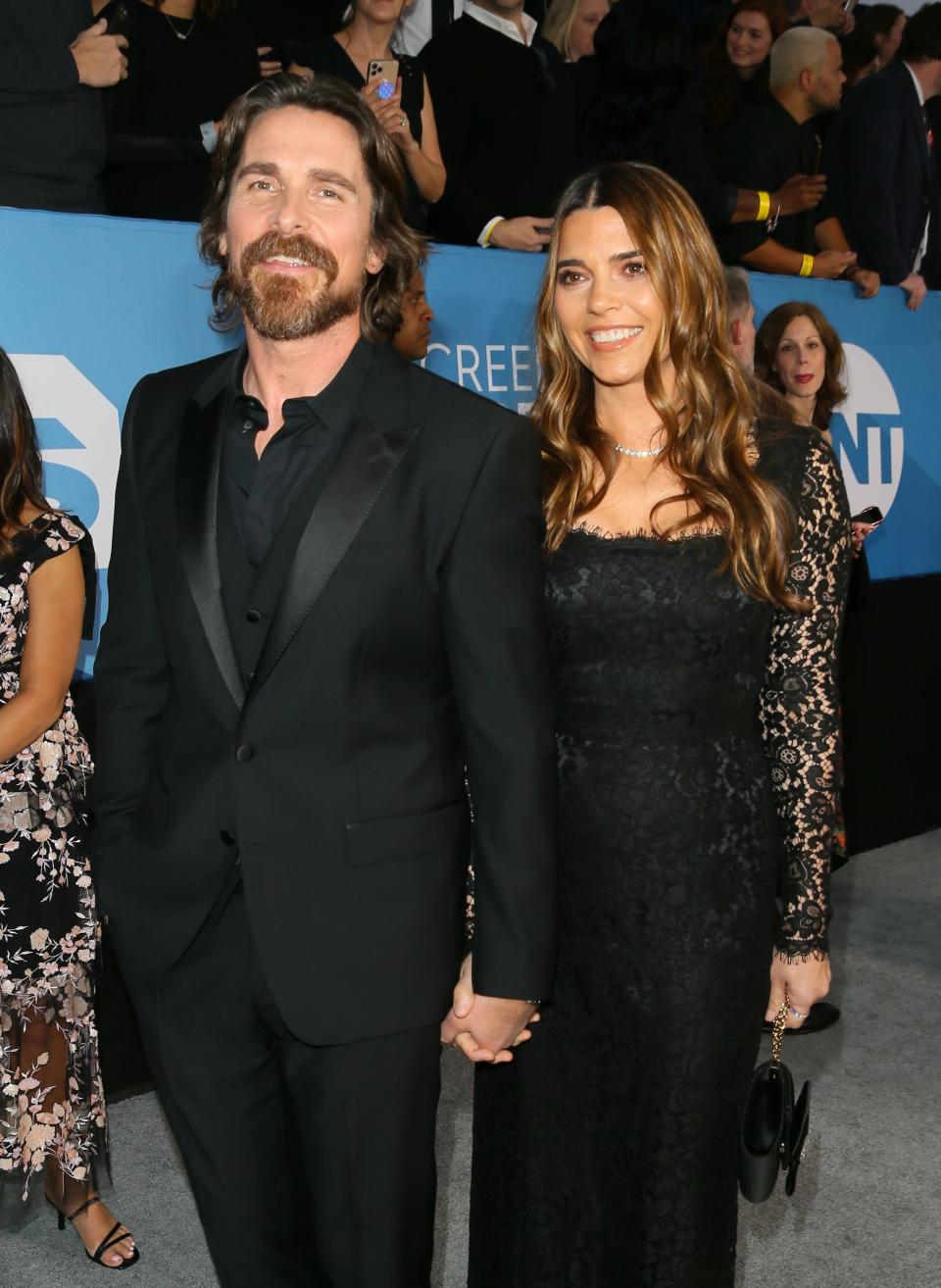 Christian Bale and his wife Sibi Bale arrive at an awards function