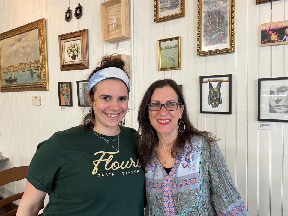 Lohud Food & Dining Reporter Jeanne Muchnick, right, with Sofia Todisco, the founder of Flours Pasta & Bakeshop in Haverstraw. Photographed April 2024