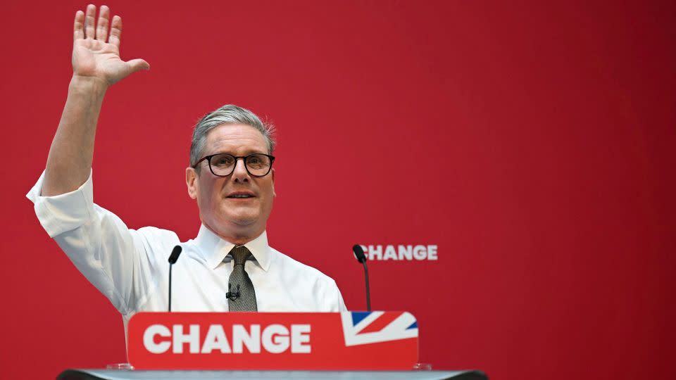 Labour Party leader Keir Starmer during the launching of Labour Party election manifesto, in Manchester, on June 13, 2024. - Oli Scarff/AFP/Getty Images