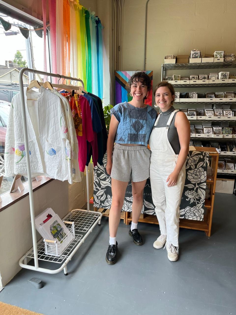 Artist and nature lover Jessie Tyree Jenness has built Root & Branch Paper Co. from a dining table operation into a successful wholesale business with a brick-and-mortar shop in Parkridge. Here she is with her friend Allie Chamberlain, left, who owns the building and runs her own business, Reclaim Creative, from the second floor. June 22, 2023