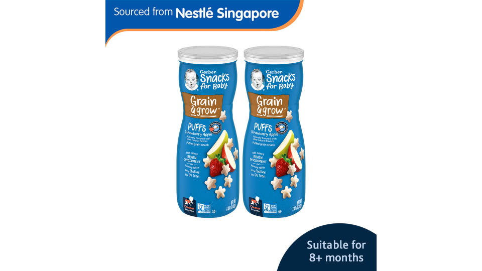 Gerber Graduates Puffs Strawberry Apple 42g x 2 pcs. (Photo: Lazada SG)