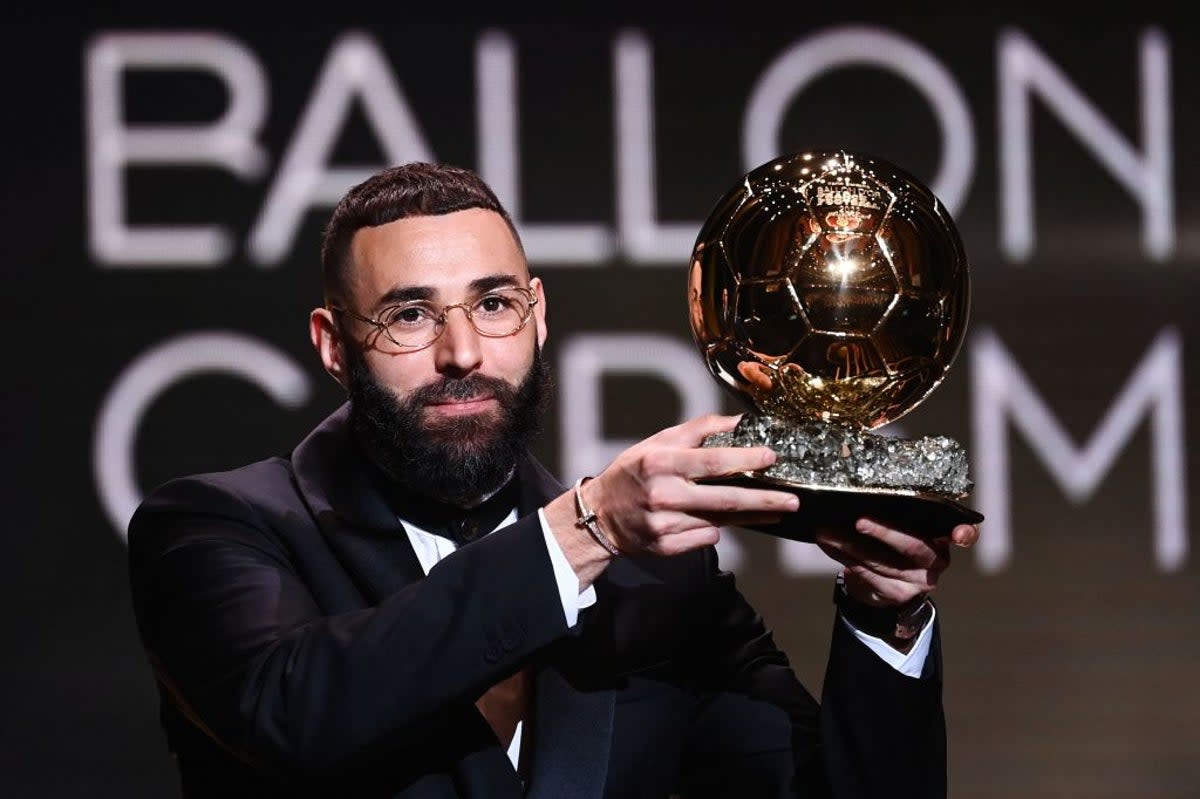 Karim Benzema, de 34 años, se convierte en el ganador de mayor edad del Balón de Oro desde 1956 (AFP via Getty Images)