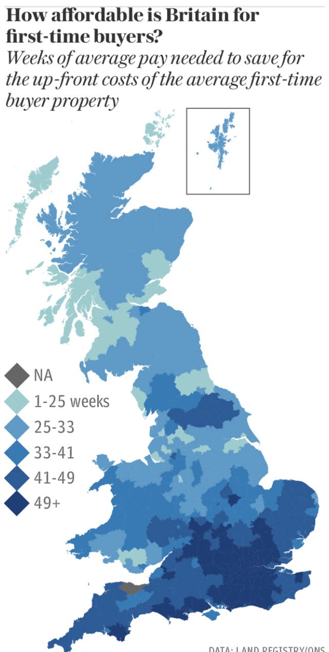 Mapped: Average up-front housing costs for first time buyers