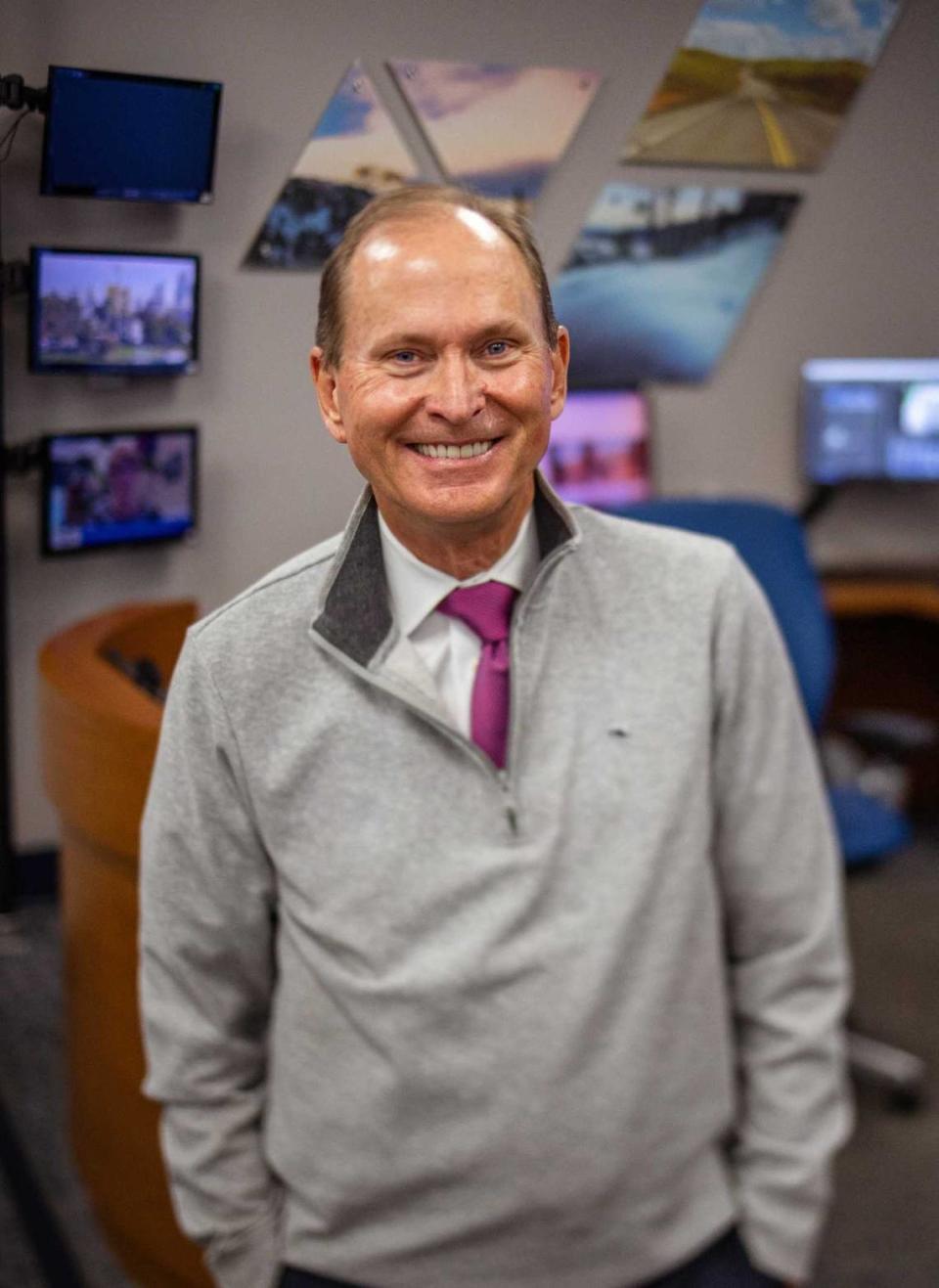 KCRA chief meteorologist Mark Finan stands in the KCRA weather center in November. On Friday evening, the broadcaster will give his final forecast on Channel 3. His new assignment: Travel, photography and, of course, the weather.