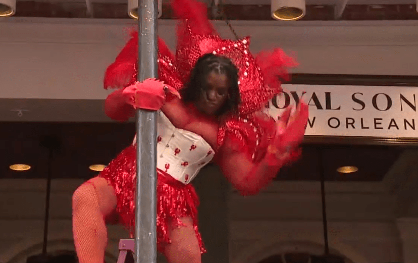 Greasing of the Poles at The Royal Sonesta Hotel New Orleans on Friday, Feb. 9, 2024. (WGNO/Justin Abshire)