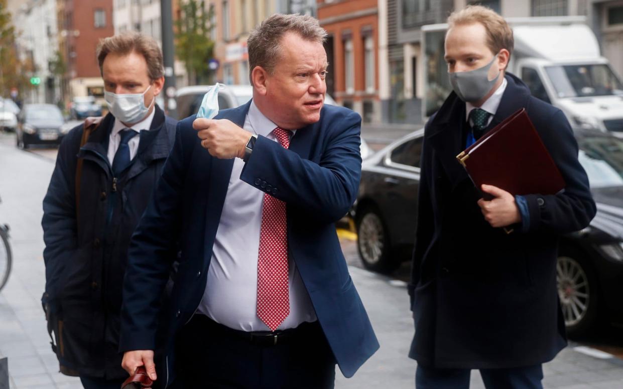 David Frost, the UK's chief negotiator, arrives for Brexit negotiations in Brussels on Monday - Francisco Seco/AP