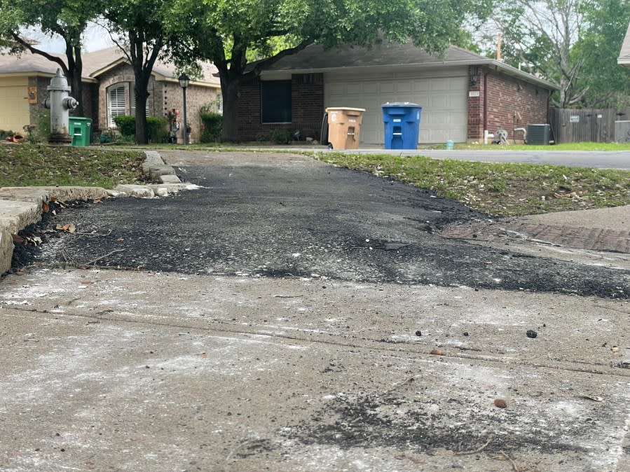 Canterbury Trails neighborhood in south Austin is an example of where the city has employed black asphalt as a temporary fix for substandard sidewalks. (KXAN Photo/Kelsey Thompson)
