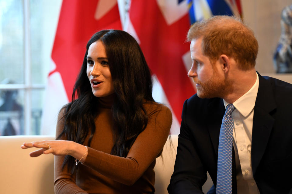 Texts between Meghan (pictured with Prince harry in January) and her father have been exposed ahead of court proceedings. Photo: Getty Images.