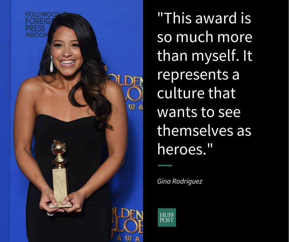 <p>Read more of&nbsp;her awesome&nbsp;<a href="http://www.huffingtonpost.com/2015/01/11/gina-rodriguez-best-actress-tv-comedy_n_6425842.html">Golden Globe speech here</a></p>