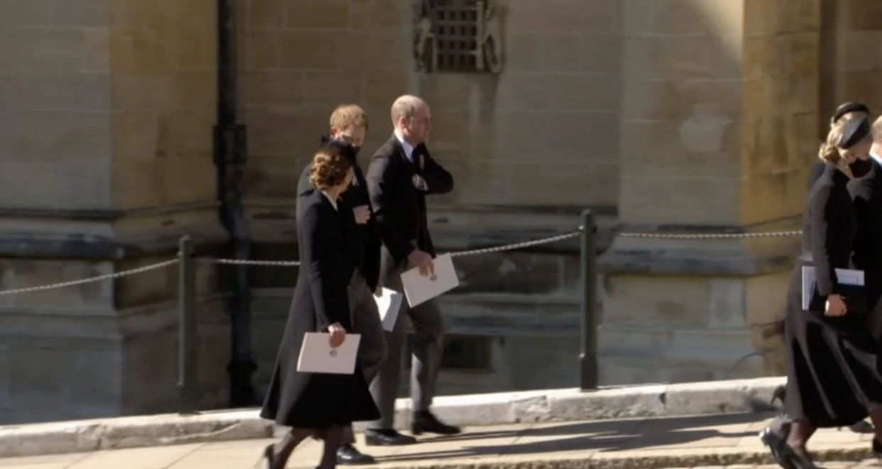 The three royals walked back to the state apartments together. (BBC)