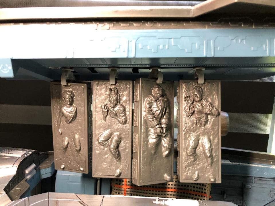 Carbonite blocks hanging from the roof