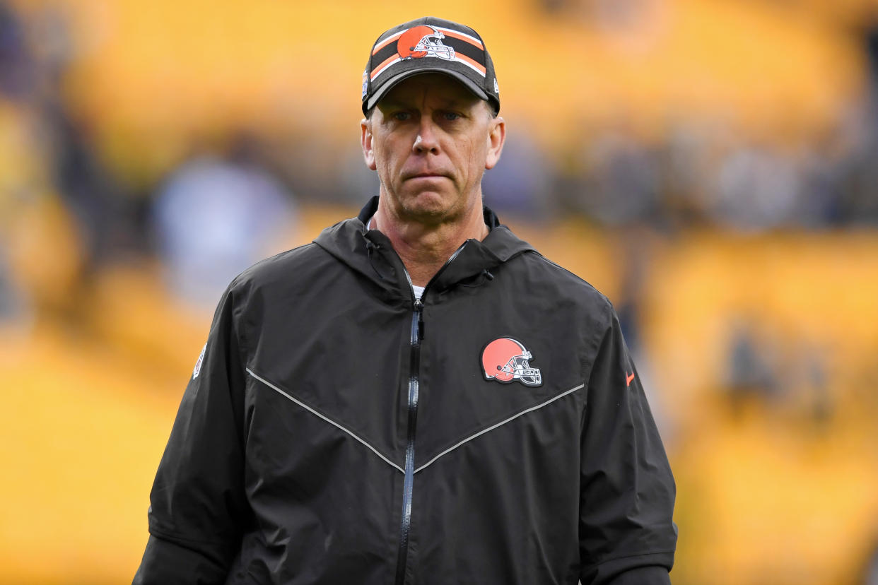 PITTSBURGH, PA - DECEMBER 1, 2019: Offensive coordinator Todd Monken of the Cleveland Browns on the field prior to a game against the Pittsburgh Steelers on December 1, 2019 at Heinz Field in Pittsburgh, Pennsylvania. Pittsburgh won 20-13. (Photo by: 2019 Nick Cammett/Diamond Images via Getty Images)