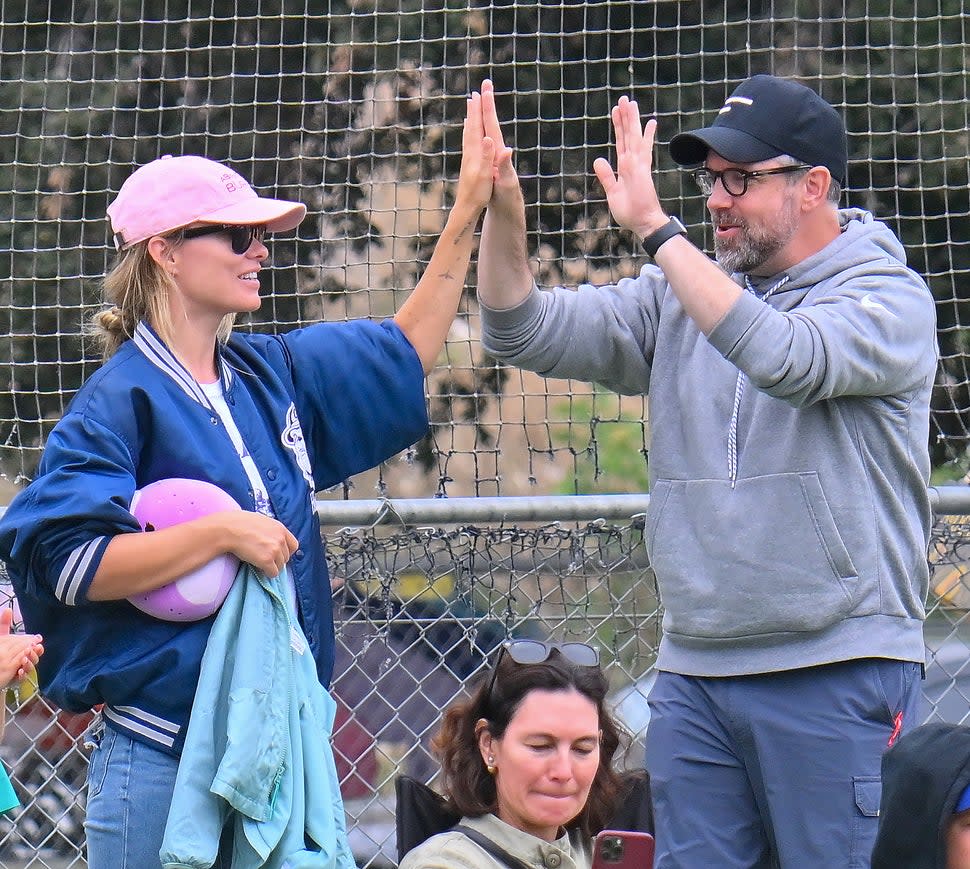 Olivia Wilde High-Fives Her Ex Jason Sudeikis as They Cheer on Their Son at His Soccer Game