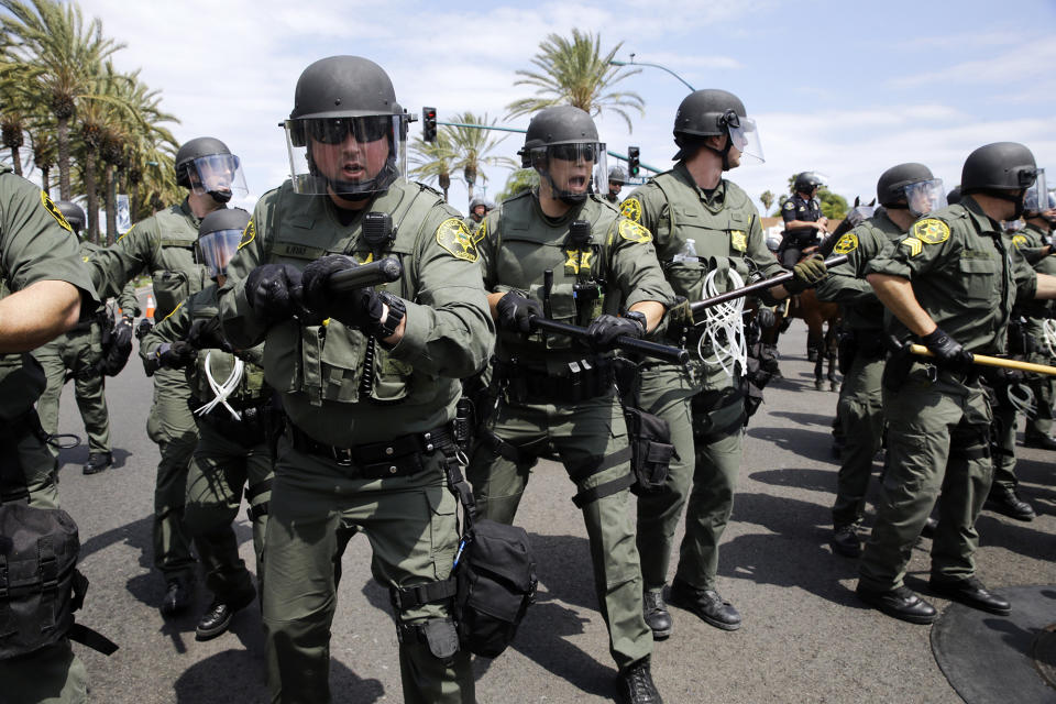 Trump protesters and supporters clash in Anaheim