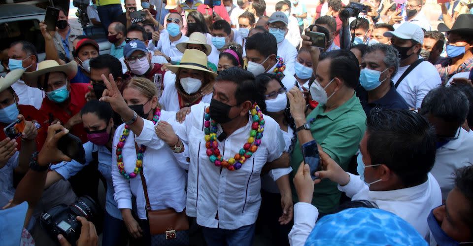 Félix Salgado Macedonio, candidato a la gubernatura de Guerrero por MORENA, inició hoy su arranque de campaña en la colonia Emiliano Zapata de Acapulco