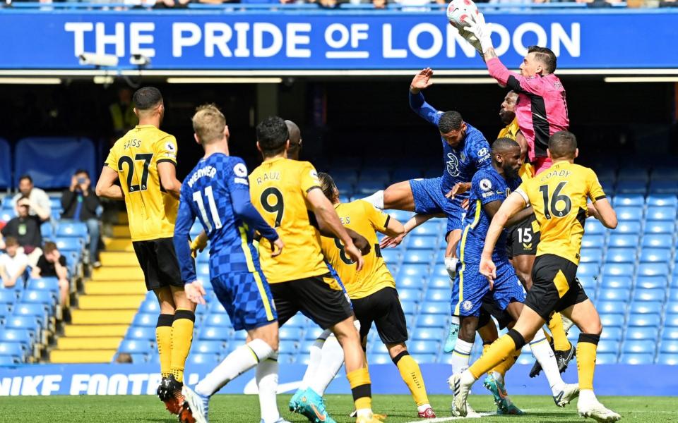 Wolverhampton Wanderers' goalkeeper Jose Sa gathers - JUSTIN TALLIS/AFP via Getty Images