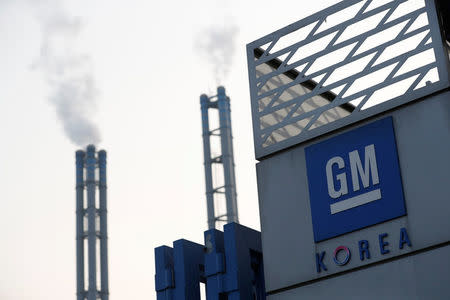 The logo of GM Korea is seen at its Bupyeong plant in Incheon, South Korea March 12, 2018. REUTERS/Kim Hong-Ji