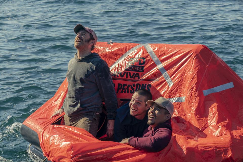 Ben Foster as Tom, Toby Wallace as Charlie and Ismael Cruz Cordova as Costa in ‘Finestkind’