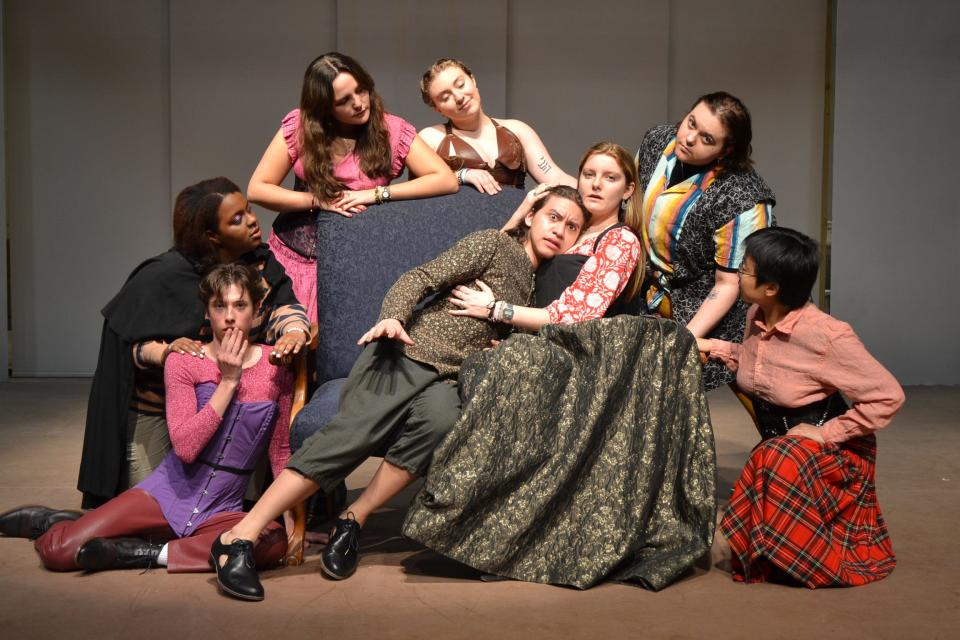 The cast of the Middlebury College Department of Theatre production "Orlando."