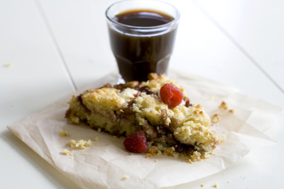 This Nov. 11, 2013 photo shows raspberry and cream cheese stuffed biscuits in Concord, N.H. (AP Photo/Matthew Mead)