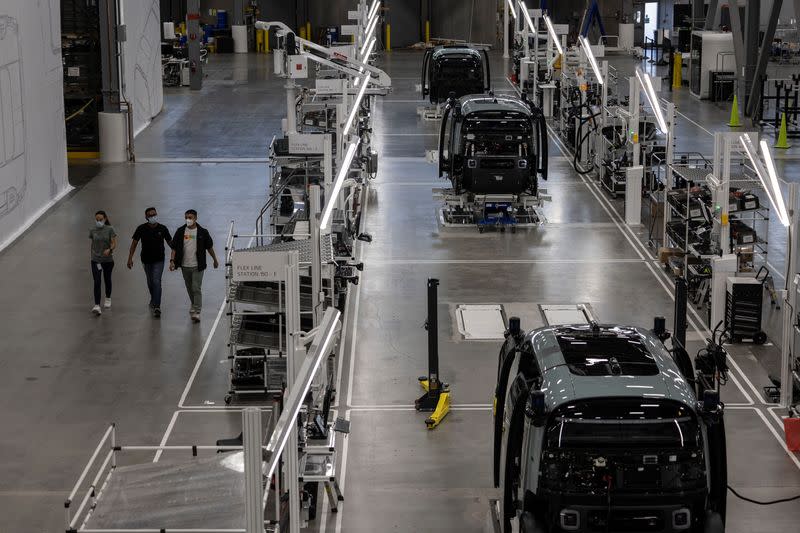 Media tour at the assembly line factory of Zoox, a self-driving vehicle owned by Amazon, in Fremont