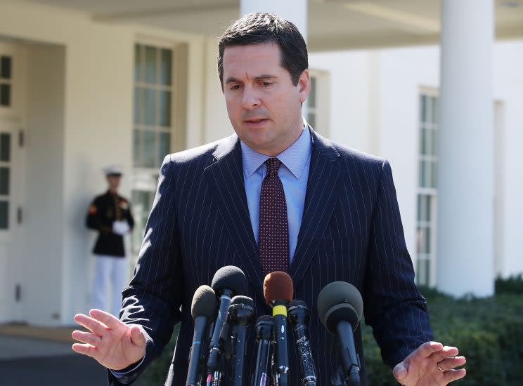 Nunes speaks to reporters after a meeting at the White House on March 22. (Mark Wilson/Getty Images)