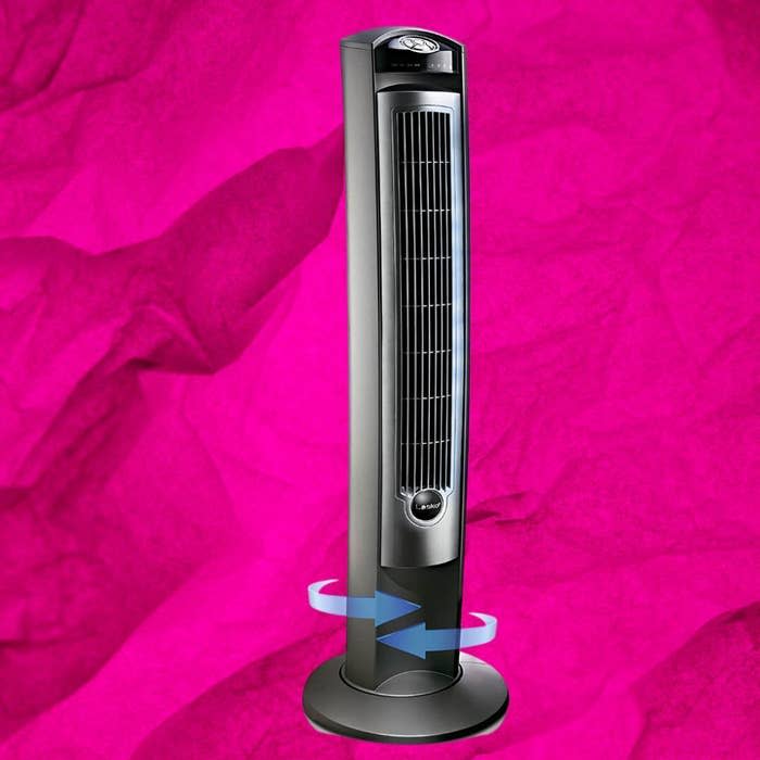 <div><p>"For night sweats, I developed a habit of sleeping with a fan on. This works for me as it allows me to enjoy the blankets initially and know the fan is there and on when I need it," Ilyas told HuffPost. At 42 inches tall, this oscillating tower fan has close to 30,000 five-star Amazon ratings and produces a wide airflow powerful enough to cool an entire bedroom. It offers three quiet speeds, a nighttime setting, and program timers for automatic shut-off. </p><p><i>You can buy this <a href="https://www.amazon.com/Lasko-T42951-Portable-Oscillating-13x13x42-5/dp/B000RL3UJA" rel="nofollow noopener" target="_blank" data-ylk="slk:tower fan;elm:context_link;itc:0;sec:content-canvas" class="link ">tower fan</a> from Amazon for around $70.</i></p></div><span> Amazon</span>