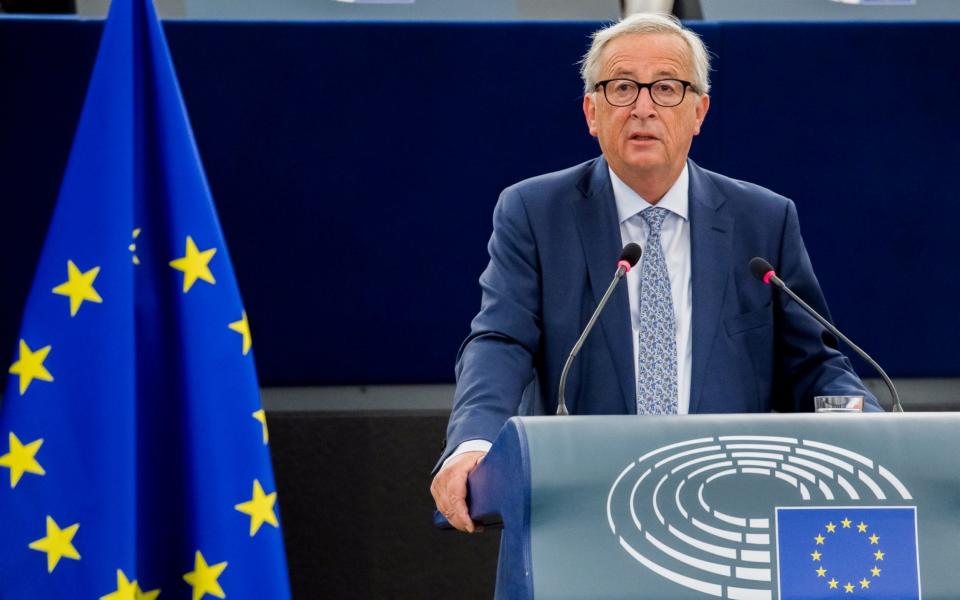 Jean-Claude Juncker addresses MEPs in Strasbourg.  - Anadolu