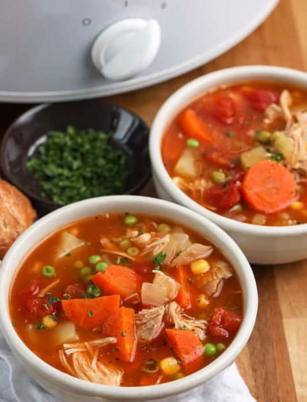 <p>Spend With Pennies</p><p>This homemade soup is inherently a clean-out-the-fridge situation. You can use either leftover turkey, ground turkey or even chicken. It’s easy, healthy, and affordable. Try adding zucchini, mushrooms, broccoli, spinach, or even kale, or whatever vegetables you have deep in the crisper drawer. </p><p><strong>Get the recipe: <a href="https://www.spendwithpennies.com/slow-cooker-turkey-vegetable-soup/" rel="nofollow noopener" target="_blank" data-ylk="slk:Slow Cooker Turkey Vegetable Soup;elm:context_link;itc:0;sec:content-canvas" class="link ">Slow Cooker Turkey Vegetable Soup</a></strong></p>