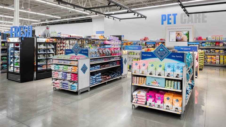 Digital touchpoints throughout the store showcase products and services Walmart offers online using QR codes and digital screens. For example, in Walmart’s Pets area, a customer may scan the QR code to find more dog bed options, learn about Walmart’s pet insurance service or have a 20-lb. bag of kibble delivered.