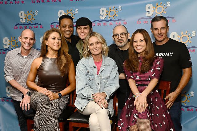 <p>Steven Ferdman/Getty</p> From left: Aaron Jackson, Diana Uribe, William James Jones, Brentley Gore, Kelly Packard, Jay Anthony Franke, Jenny Kwan, and Michael Cade attend a "California Dreams" fan meet & greet at Stitch Bar & Blues on Oct. 13 in New York City.