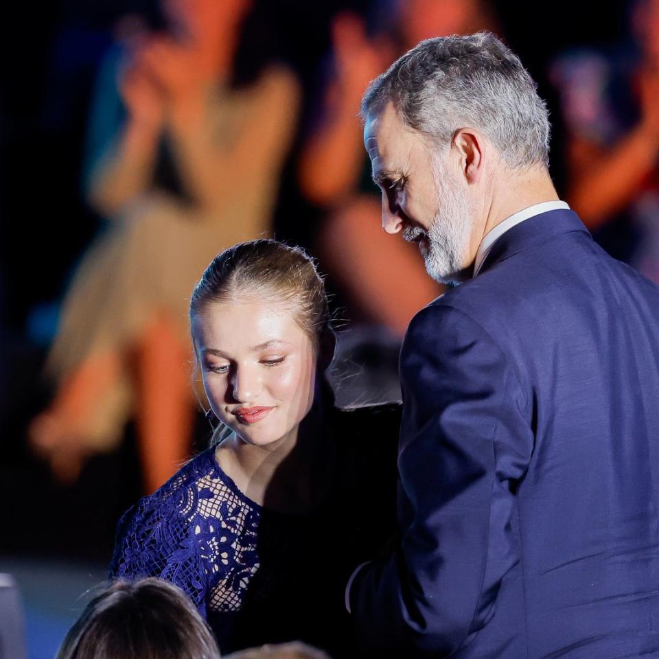 Felipe VI y la princesa Leonor durante los Premios Princesa de Girona del 2024