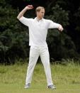 <p>For a game of cricket for the Kings Head Inn pub team, Prince William sported all white in Chipping Norton, England.</p>