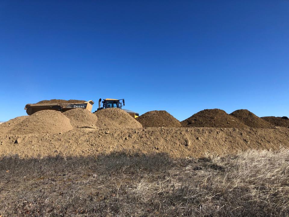 Walking along Gurnet Road behind Duxbury Beach in March provided good views of the tons of sand brought in for dune rebuilding.