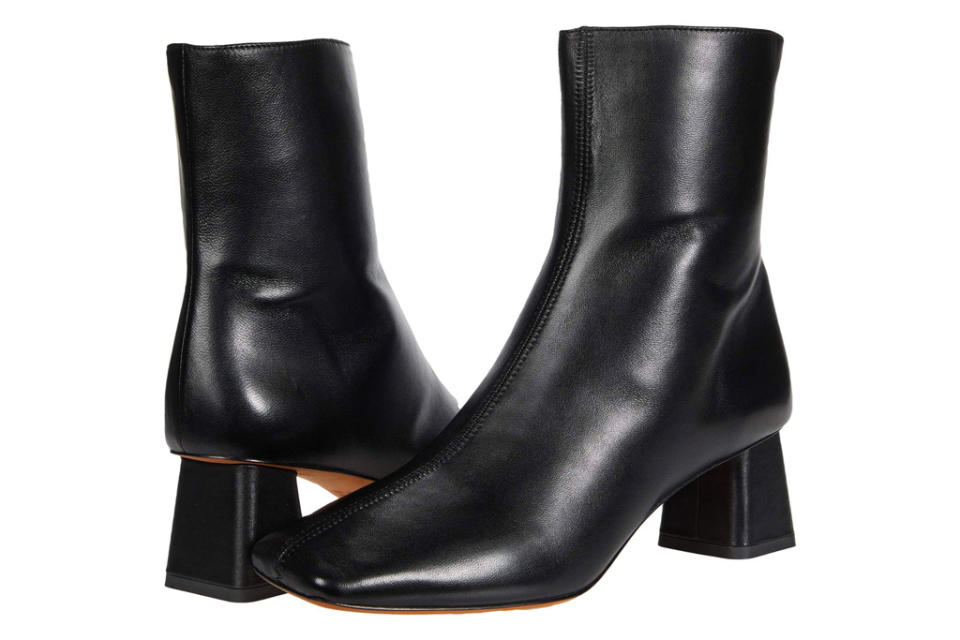 square toe boots, black, leather, vince