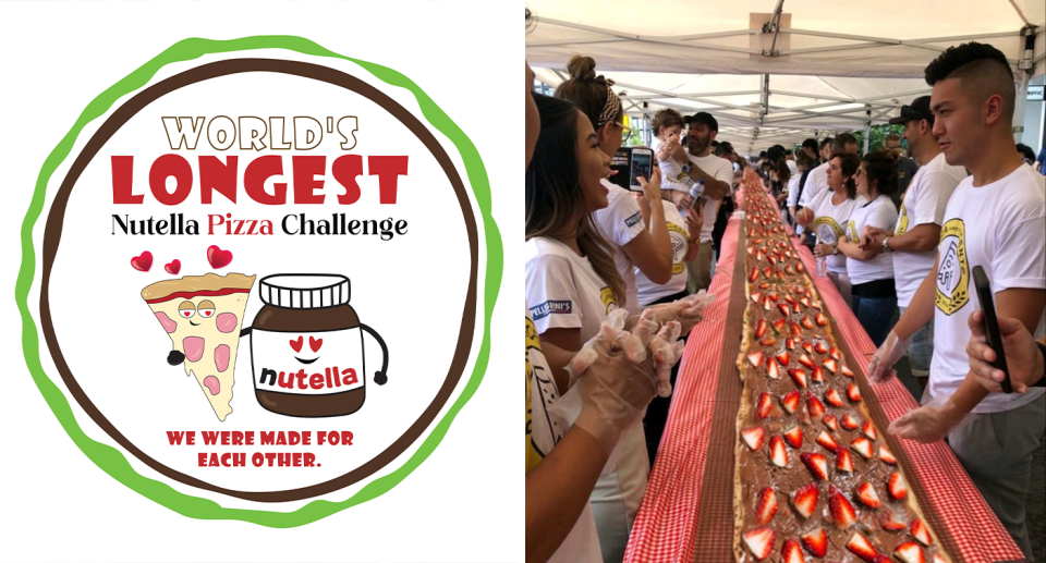 World's Longest Nutella Pizza Challenge logo / Nutella pizza.