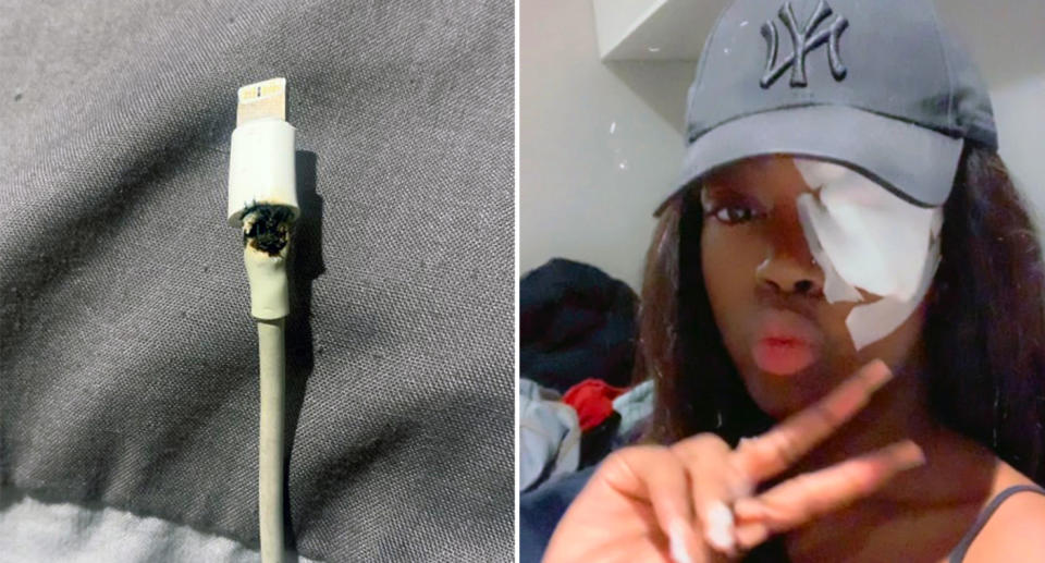 The iPhone charger reportedly began sparking. Source: Caters