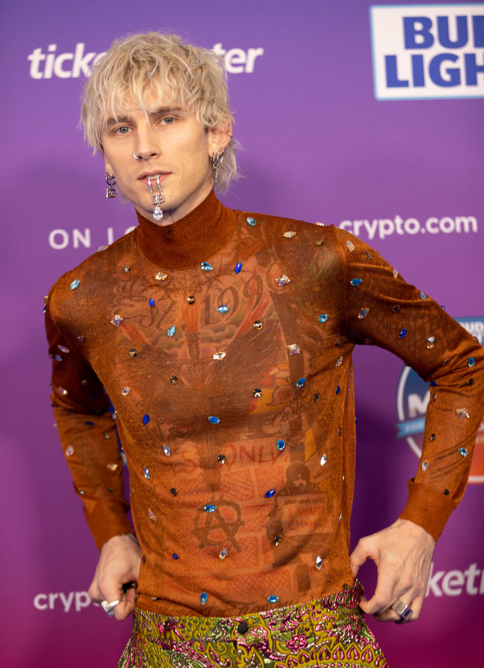 Machine Gun Kelly at Bud Light Super Bowl LVI Music Fest held at Crypto.com Arena on February 10, 2022 in Los Angeles, California. - Credit: Christopher Polk for Variety