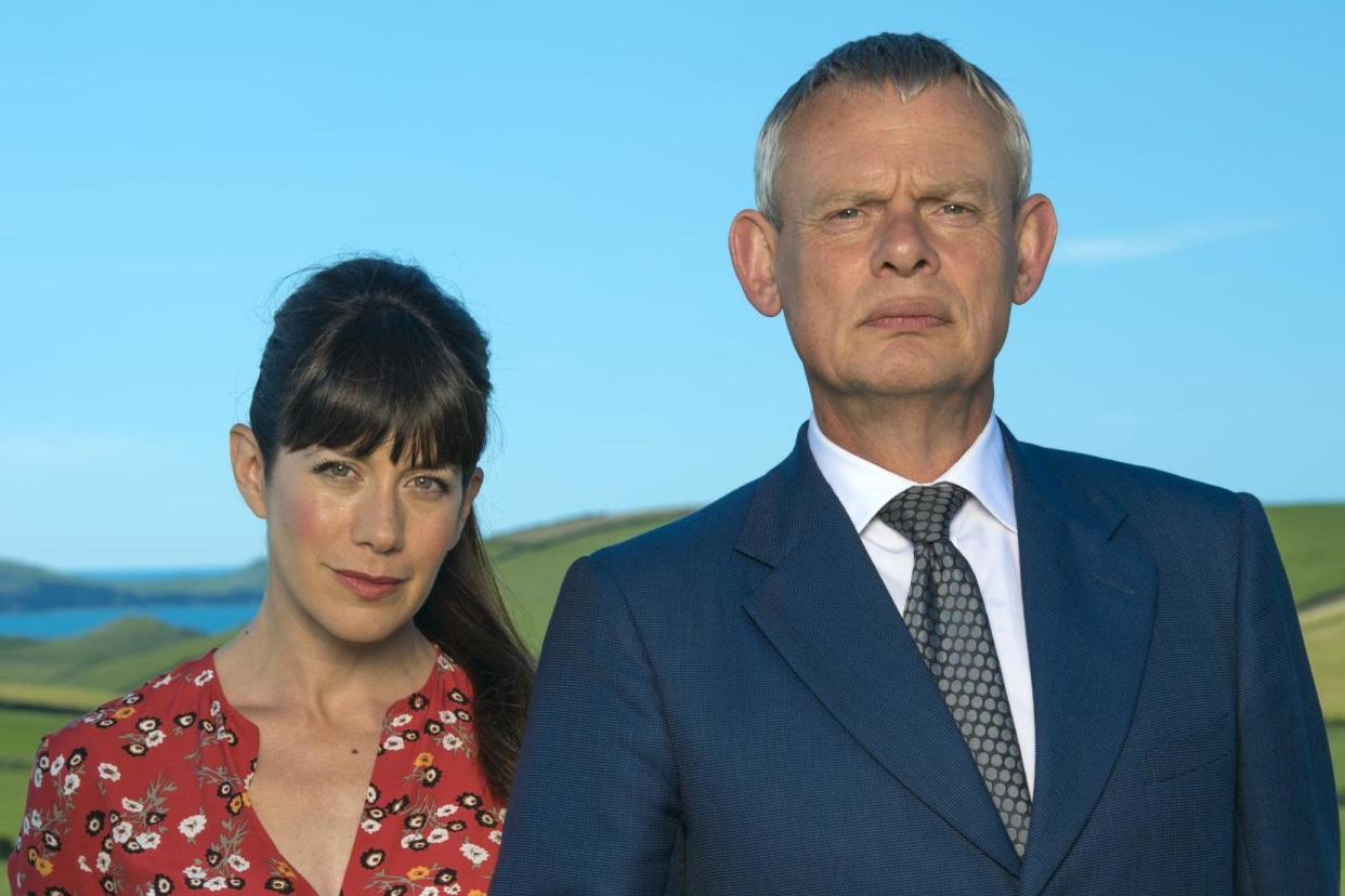 Back with a bang: Louisa (Caroline Catz) and Martin (Martin Clunes) return to ITV: ITV