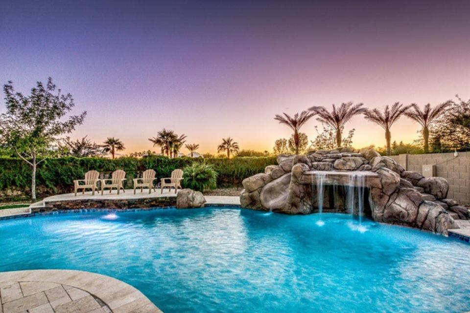 Private pool and waterfall in Arizona