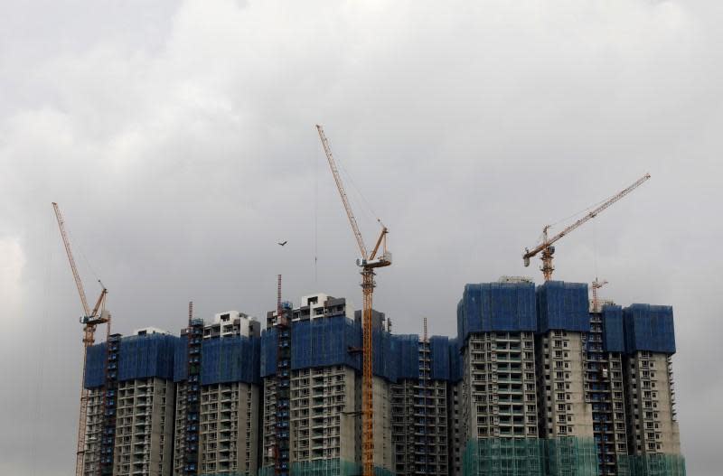 A view of a residential apartment building under construction in Malaysia's southern city of Johor Bahru