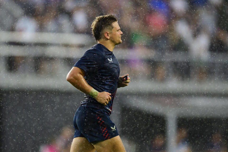 WASHINGTON, DC - JULY 12: Conner Mooneyham of the United States looks on during the second half against Scotland at Audi Field on July 12, 2024 in Washington, DC. (Photo by Caean Couto/Getty Images)