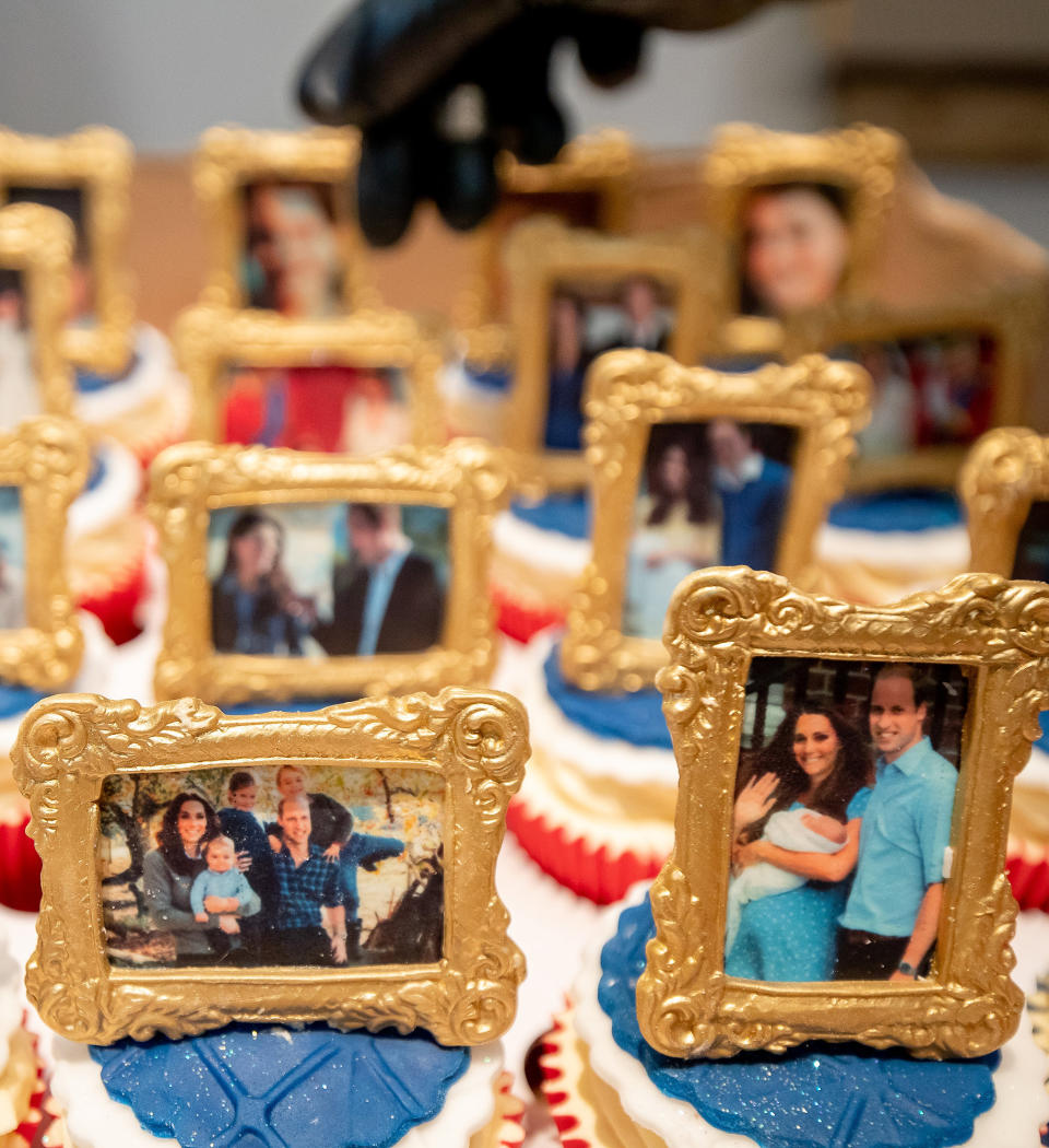 Cakes, decorated with picture frames featuring images of Britain's Prince William, Duke of Cambridge and Britain's Catherine, Duchess of Cambridge are picture during their visit to the Khidmat Centre in Bradford on January 15, 2020, where they to learned about the activities and workshops offered by the centre. (Photo by Charlotte Graham / POOL / AFP) (Photo by CHARLOTTE GRAHAM/POOL/AFP via Getty Images)