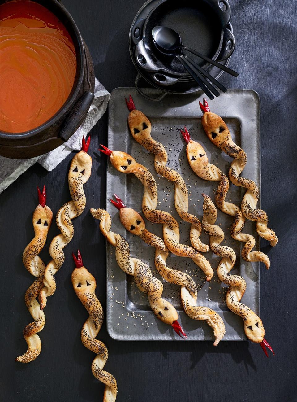 <p>The one time you won't mind snakes in the house. Within 25 minutes, you'll have these savory breadsticks both kids and adults will love. </p><p><em><a href="https://www.countryliving.com/food-drinks/a36715589/breadstick-rattlers-recipe/" rel="nofollow noopener" target="_blank" data-ylk="slk:Get the recipe from Country Living.;elm:context_link;itc:0;sec:content-canvas" class="link "><strong>Get the recipe from Country Living. </strong></a></em></p>