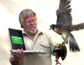 Bill Oddie launches the Visit Scotland new website (www.visitscotland.com/wildlife) with Tam the Peregrine falcon at Visitscotland's London office. (Photo by Michael Stephens - PA Images/PA Images via Getty Images)