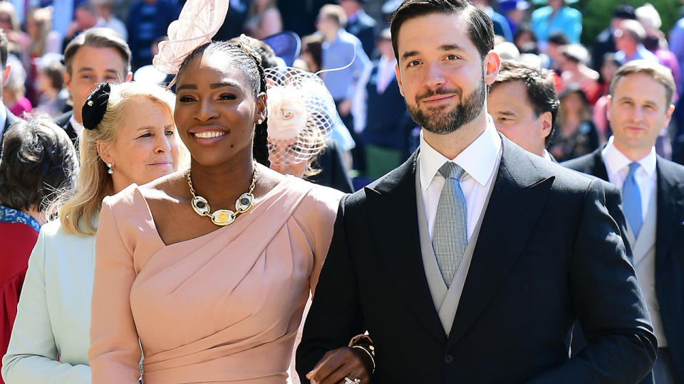 Serena Williams and husband Alexis Ohanian arrive for the wedding ceremony of Prince Harry and Meghan Markle. (Photo by Ian West / POOL / AFP)