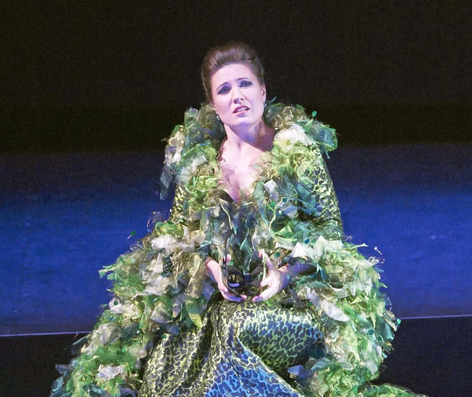 In this March 2, 2013 photo provided by the Vienna State Opera Marina Rebeka in the role of Donna Anna performs during a dress rehearsal for Wolfgang Amadeus Mozart's opera "Don Giovanni" at the state opera in Vienna, Austria. (AP Photo/Vienna State Opera, Michael Poehn)